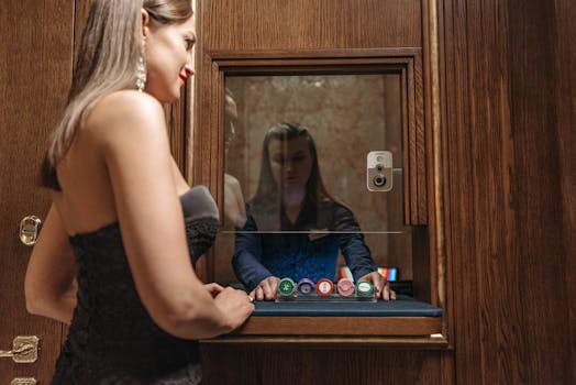 player using smartphone in casino